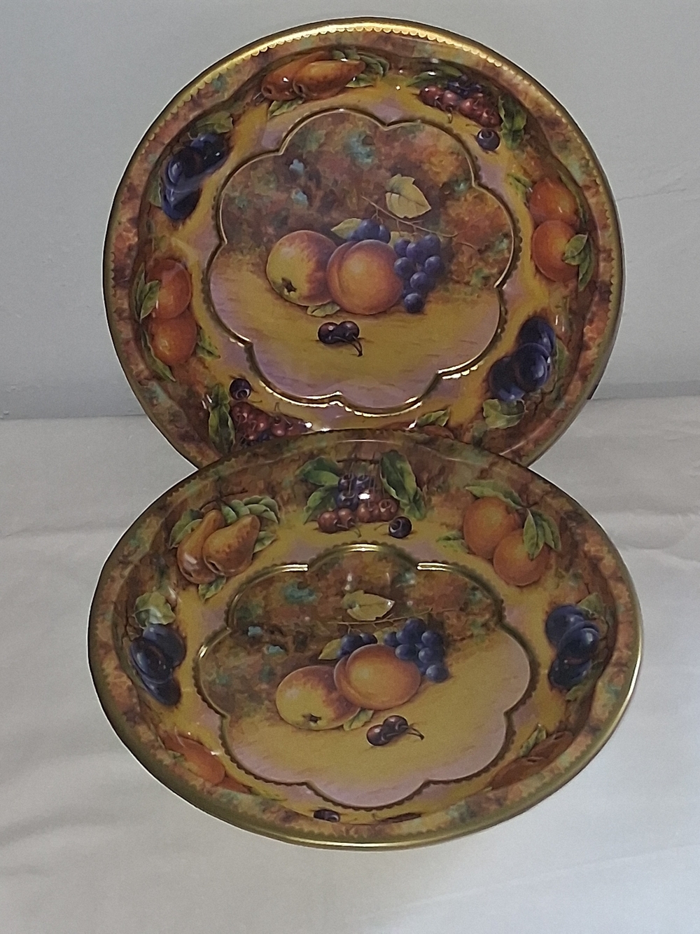Vintage 1971 Daher Decorated Ware Fruit Tin Plate Bowls - Set of 2